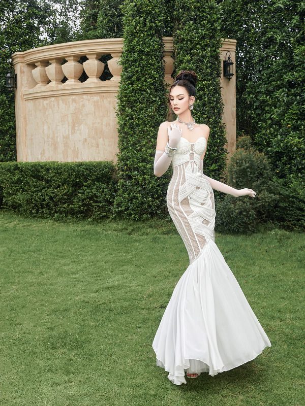Đầm cúp dài Chiffon nhún - Hình ảnh 3