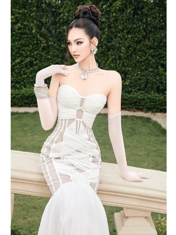 Đầm cúp dài Chiffon nhún - Hình ảnh 6