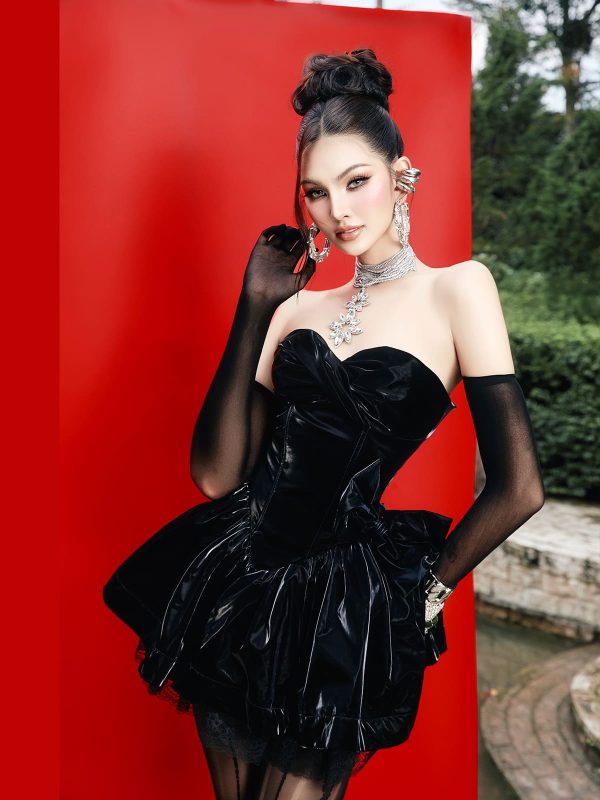 Đầm cúp nơ xoà chân ren - Hình ảnh 2