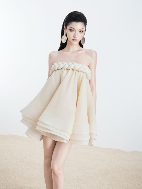 Đầm Xoè Ngực Đan Bông - Hình ảnh 3